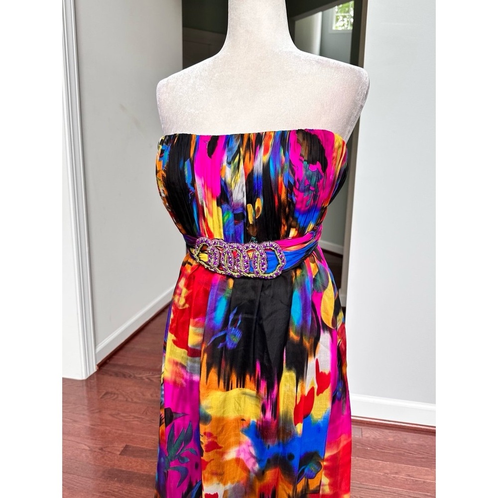 Alyce Designs Unique Pattern Vibrant Colorful Beaded Embellished Gown Dress - Picture 3 of 12